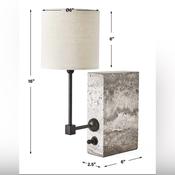Uttermost On a Shelf Mini Lamp with a travertine base and bronze finish. - Picture 2 of 3